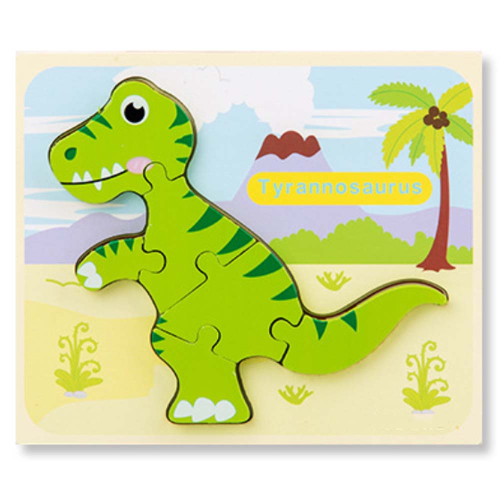 Puzzle din lemn 3D dinozaur Tyrannosaurus cu 6 piese, 18x 15 cm, WD9513-B RCO®