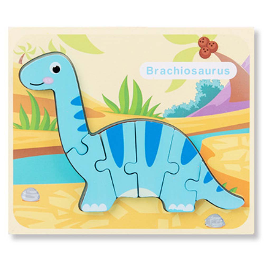 Puzzle din lemn 3D dinozaur Brachiosaurus cu 6 piese, 18x 15 cm, WD9513-C RCO®