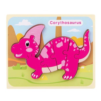 Puzzle din lemn 3D dinozaur Corythosaurus cu 7 piese, 18x 15 cm, WD9513-A RCO® Puzzle din lemn 3D dinozaur Corythosaurus cu 7 piese, 18x 15 cm, WD9513-A RCO®