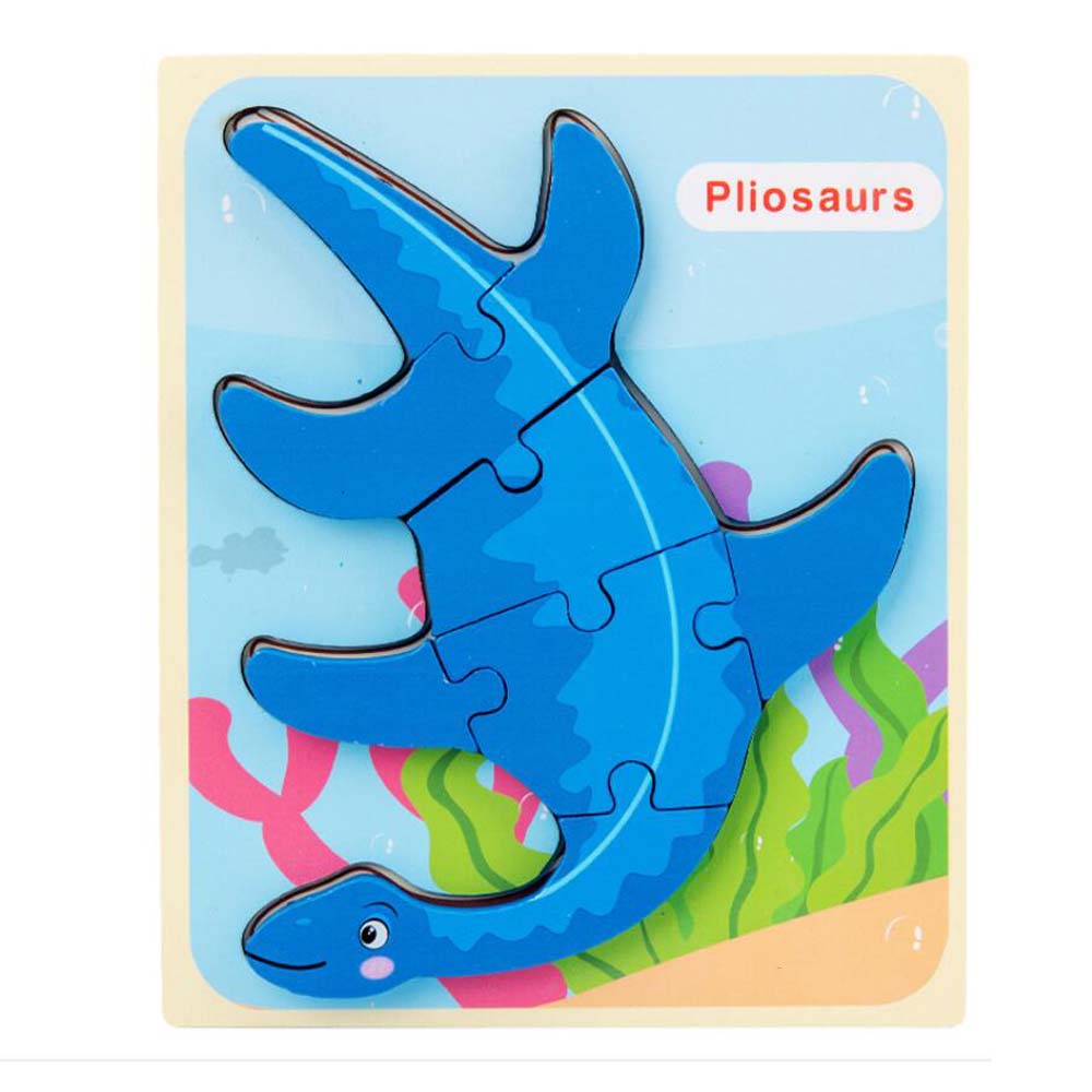 Puzzle din lemn 3D dinozaur Pliosaurus cu 7 piese, 18x 15 cm, WD9513-E RCO®