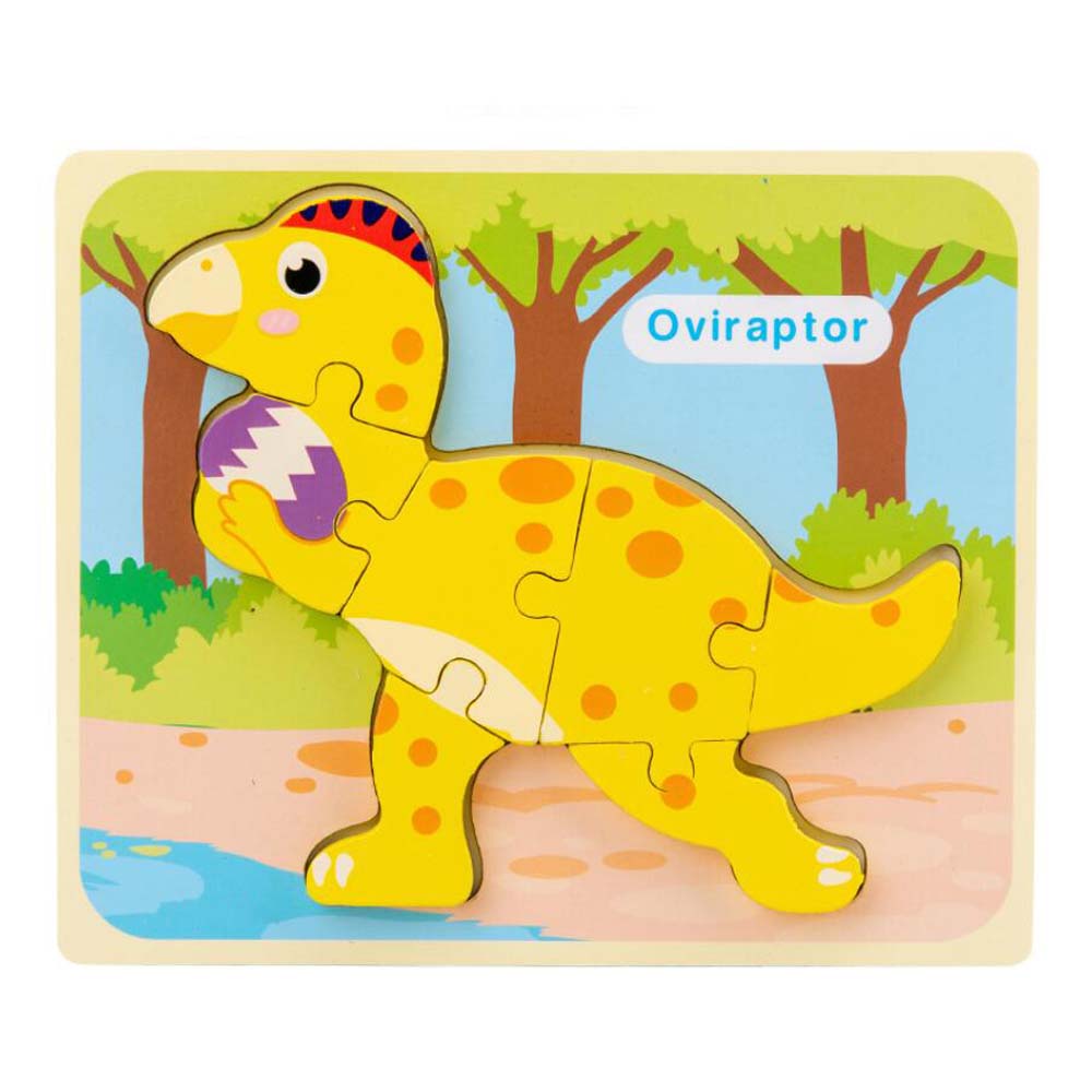 Puzzle din lemn 3D dinozaur Oviraptor cu 7 piese, 18x 15 cm, WD9513-G RCO®