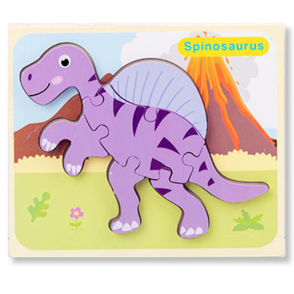 Puzzle din lemn 3D dinozaur Spiosaurus cu 7 piese, 18x 15 cm, WD9513-H RCO®