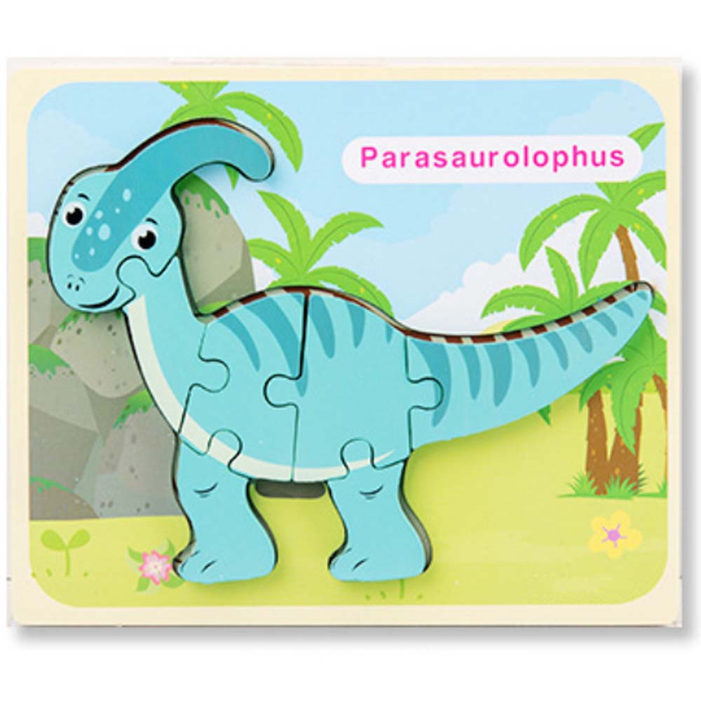 Puzzle din lemn 3D dinozaur Parasaurolophus cu 7 piese, 18x 15 cm, WD9513-J RCO®