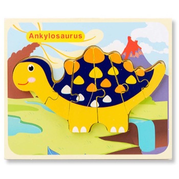 Puzzle din lemn 3D dinozaur Ankylosaurus cu 6 piese, 18x 15 cm, WD9513-K RCO® Puzzle din lemn 3D dinozaur Ankylosaurus cu 6 piese, 18x 15 cm, WD9513-K RCO®