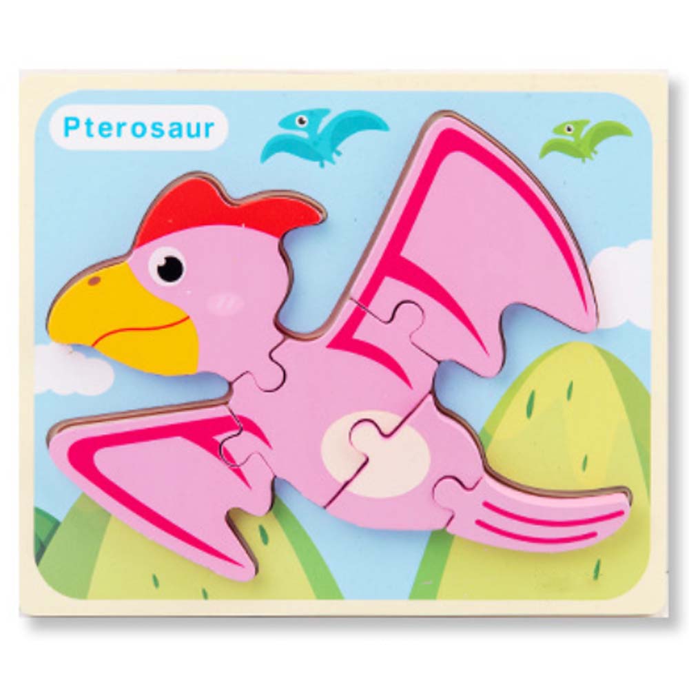 Puzzle din lemn 3D dinozaur Pterosaur cu 6 piese, 18x 15 cm, WD9513-L RCO®