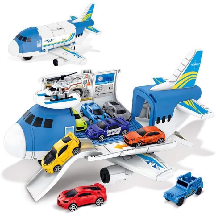 Set masini 9 in 1 RMEGA, Model Avion transport, 3 ani, Multicolor
