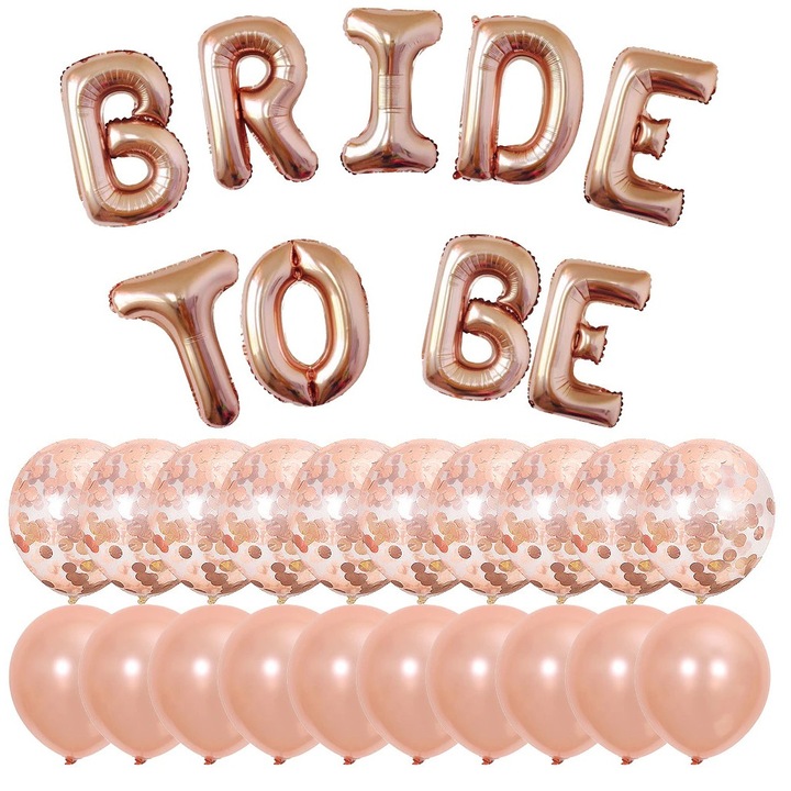 Set baloane BRIDE TO BE, rose gold, 40cm