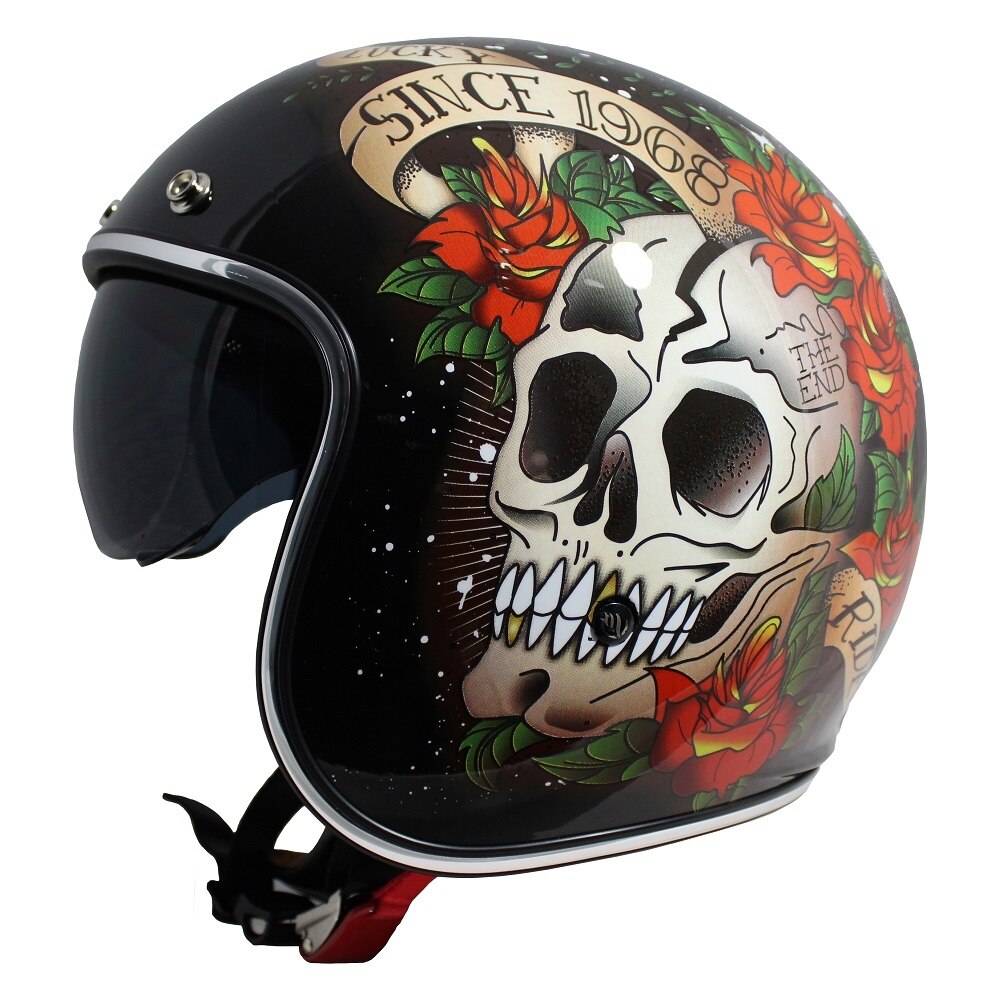 Casca pentru scuter MT LE MANS 2 SKULL/ROSES GLOSS RED, M