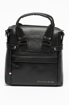 U.S. Polo Assn., Geanta crossbody de piele ecologica, Negru U.S. Polo Assn., Geanta crossbody de piele ecologica, Negru