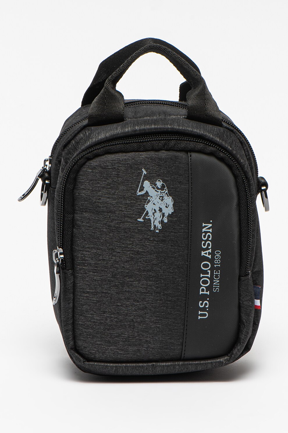 U.S. Polo Assn., Geanta crossbody din material textil, Gri antracit