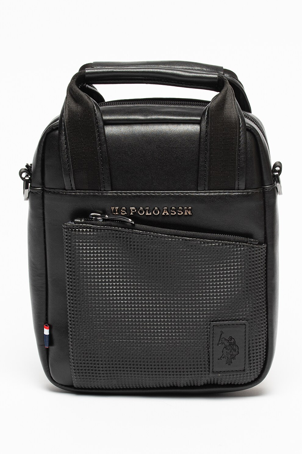 U.S. Polo Assn., Geanta crossbody de piele ecologica, Negru