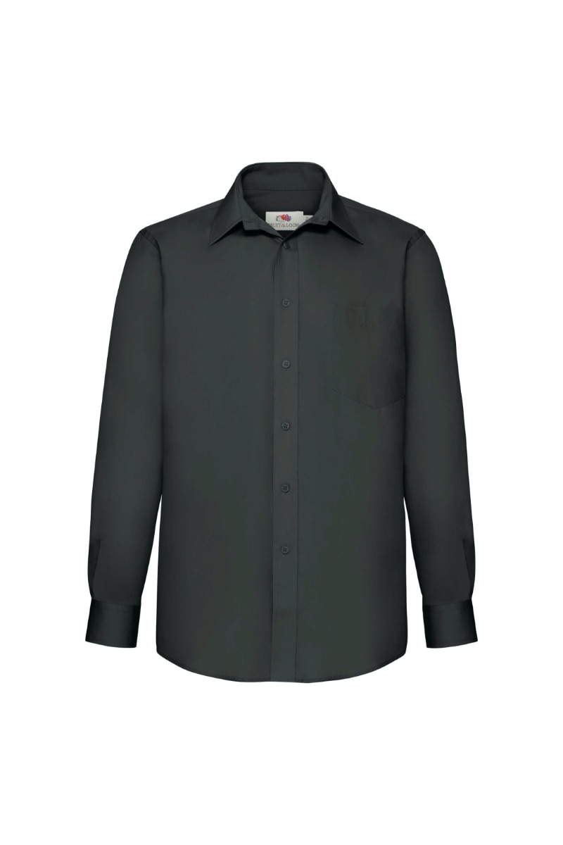 Camasa cu maneca lunga barbati Fruit of the Loom, Bumbac/Poliester, Negru, Negru