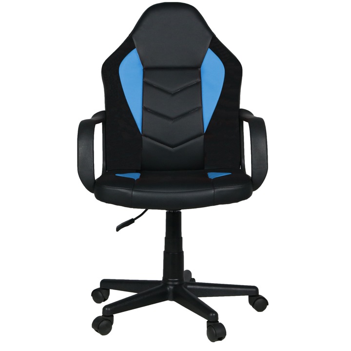 Scaun gaming/birou, rotativ, Dimensiuni 54 x 59 x 90-102 cm, QZYL09 (negru/albastru)
