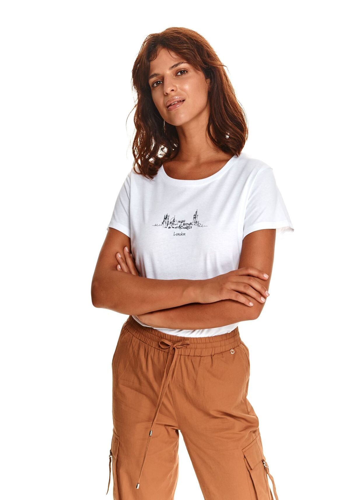 Tricou pentru femei, TOP SECRET, SPO5245, Alb, 34