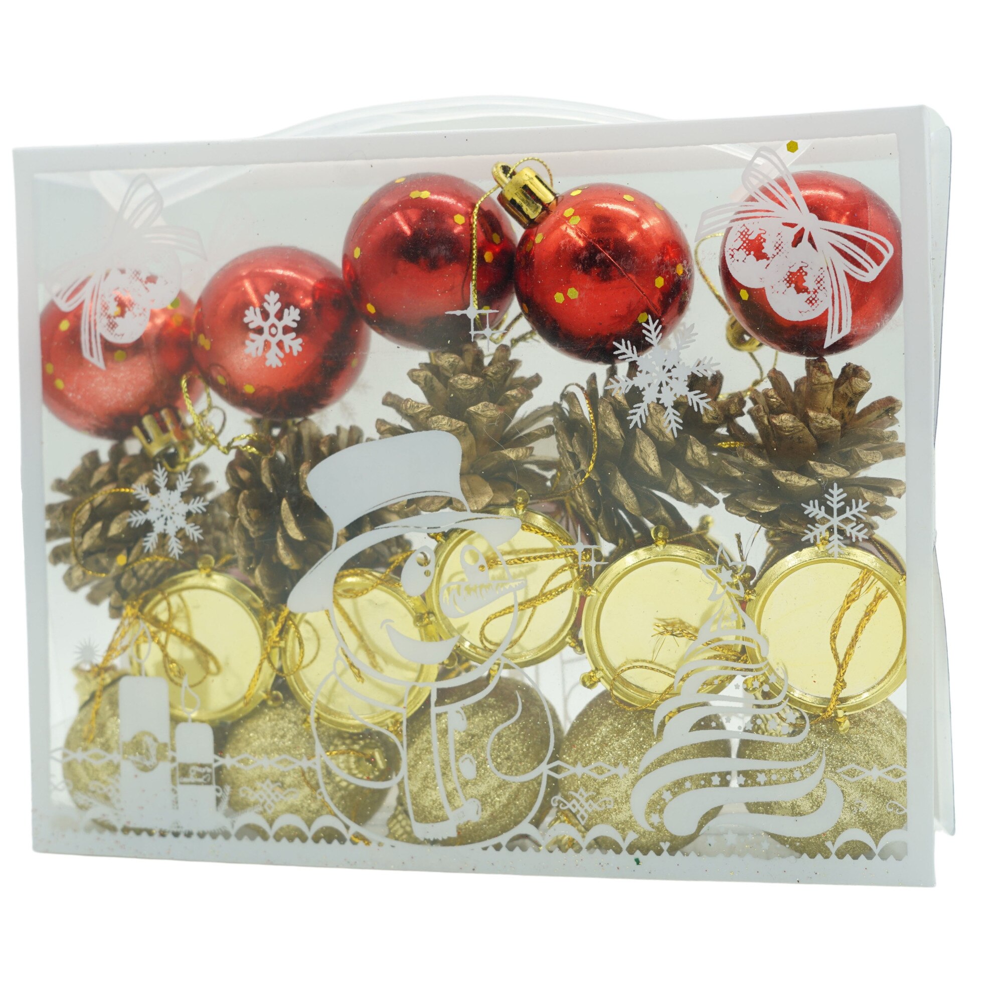 Set de 20 ornamente de brad, Flippy, de tip Glob, Multicolor, din polistiren, cu finisaj sclipitor , cutie 4 cm adancime x 20 cm lungime x 16 cm inaltime