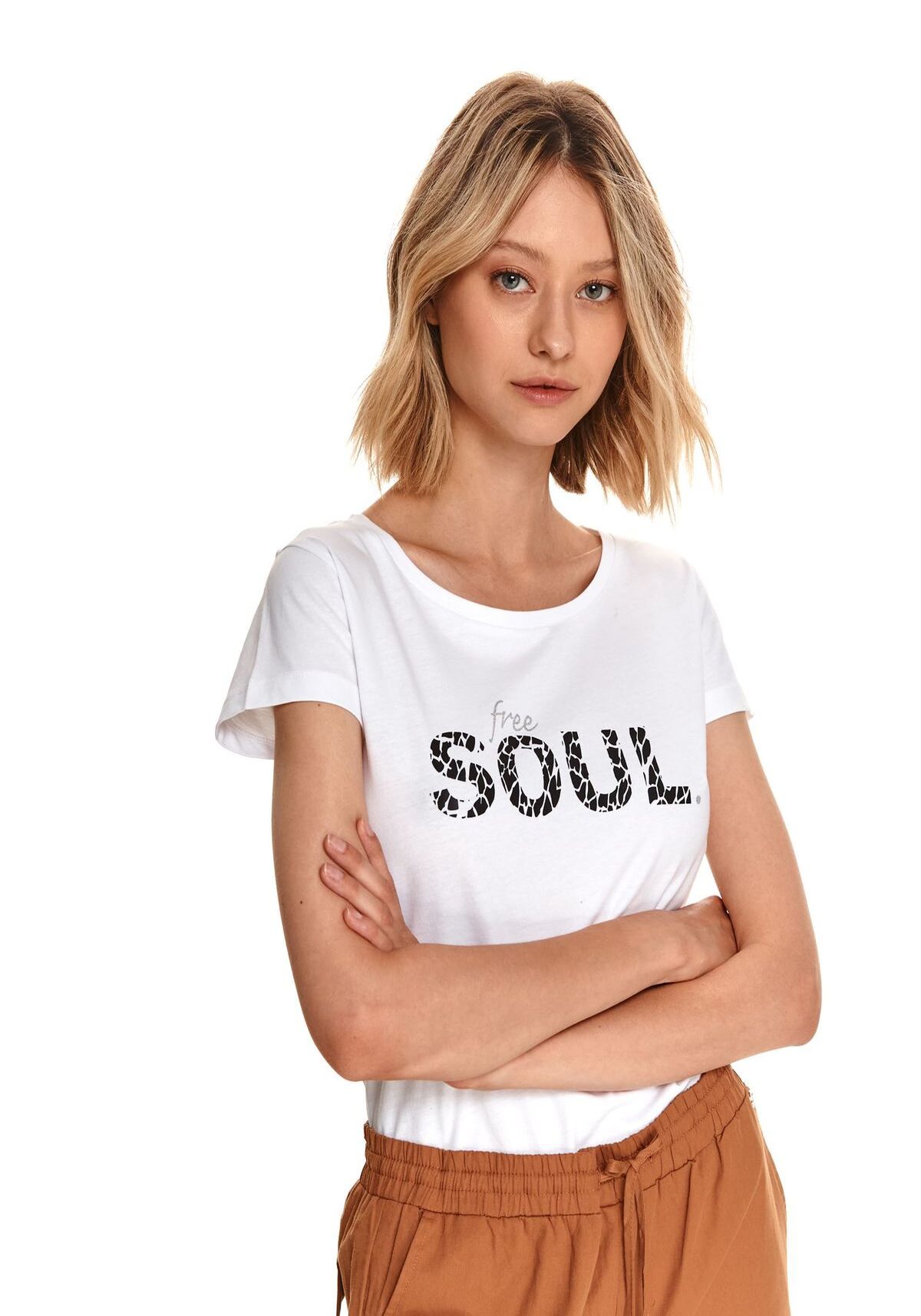 Tricou pentru femei, TOP SECRET, SPO5254, Alb