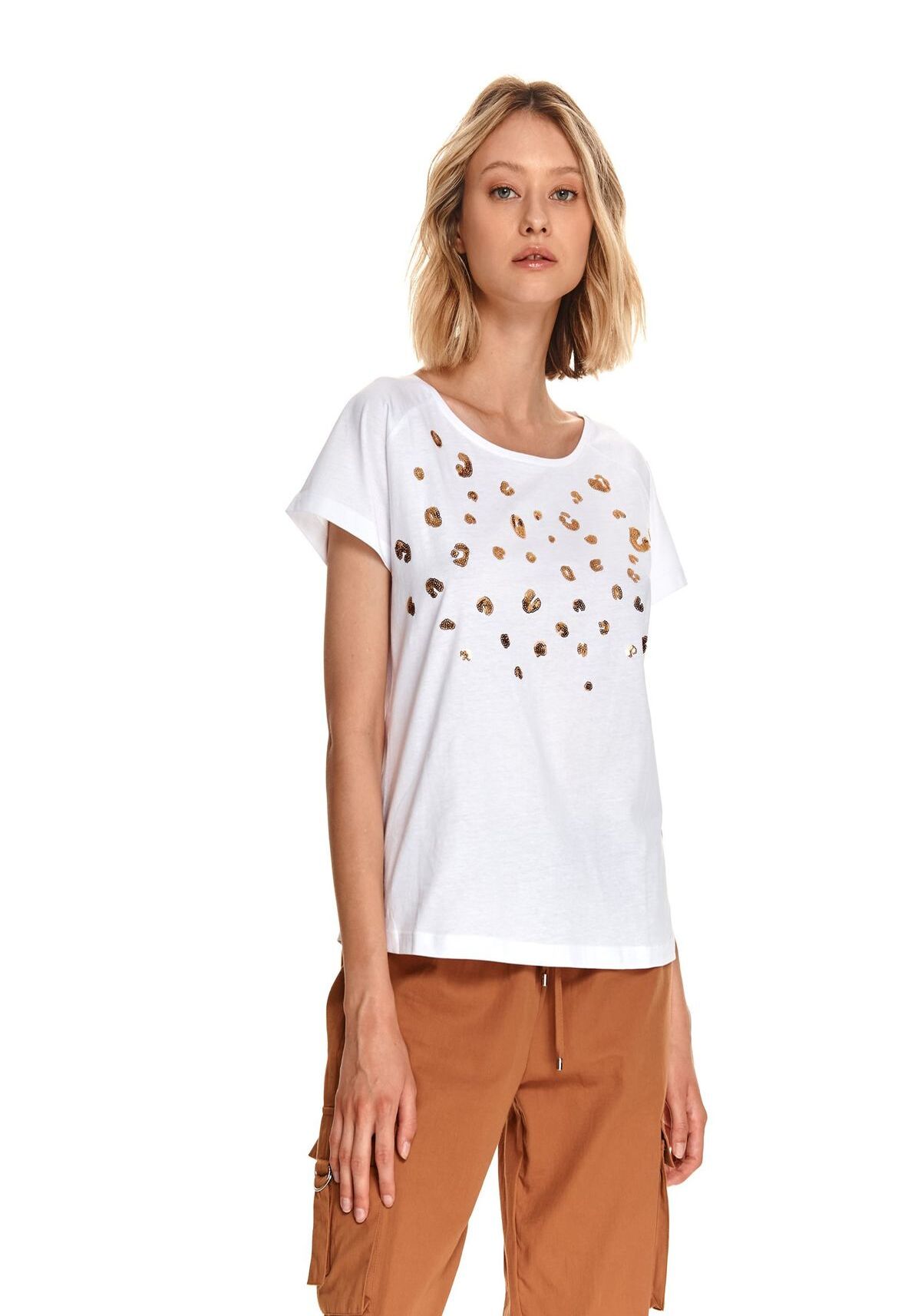 Tricou pentru femei, TOP SECRET, SPO5256, Alb