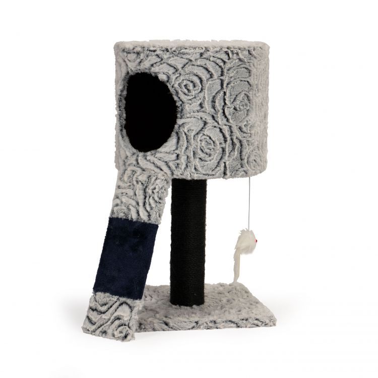 Casuta pentru pisici cu baza solida si stalp vertical infasurat in sisal, 29.5 x 55.5 cm