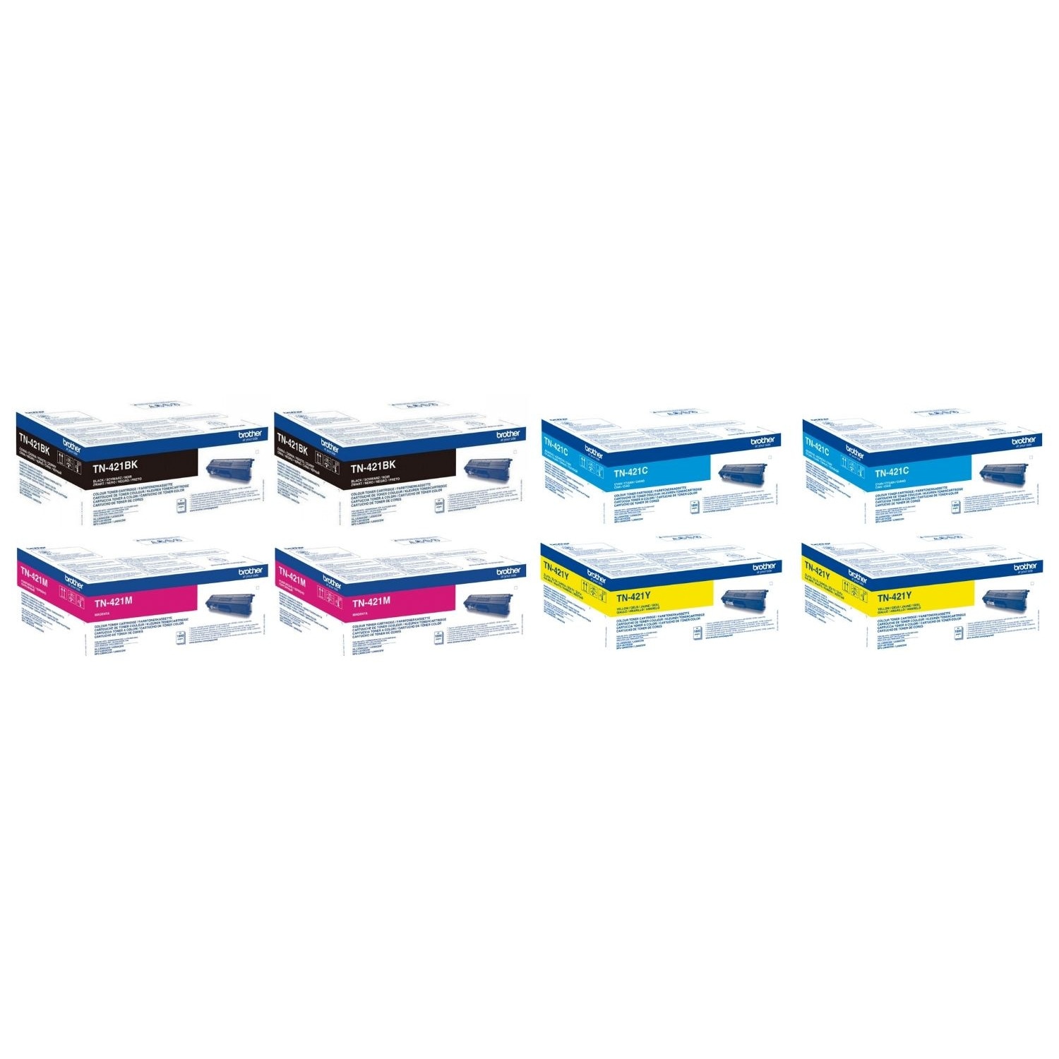Pachet Cartus toner Brother Original 2x TN421BK Negru 2x TN421C Cyan 2x TN421M Magenta 2x TN421Y Galben 16800 pagini