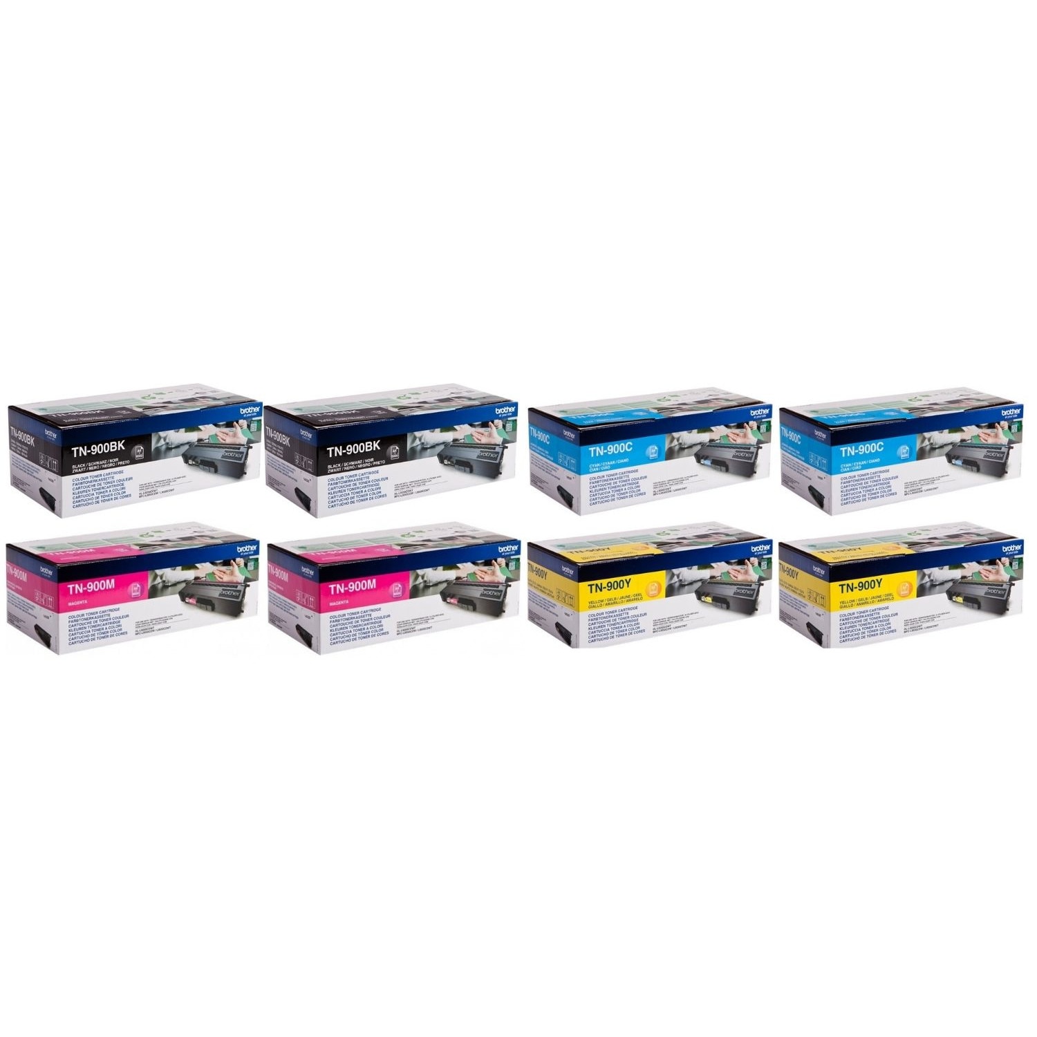 Pachet Cartus toner Brother Original 2x TN900BK Negru 2x TN900C Cyan 2x TN900M Magenta 2x TN900Y Galben 48000 pagini