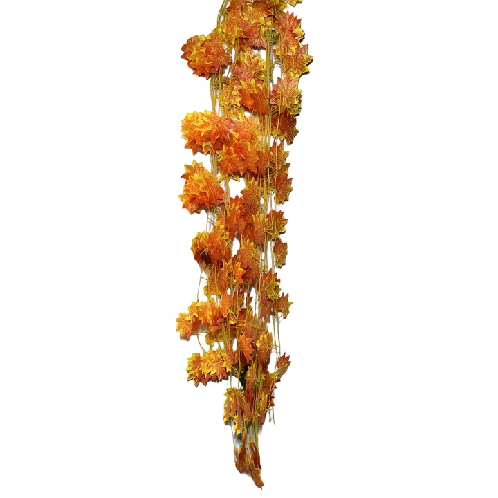 Set 12 Ghirlande artificiale, frunze de Artar de Toamna, Galben-Rosu, 180 cm