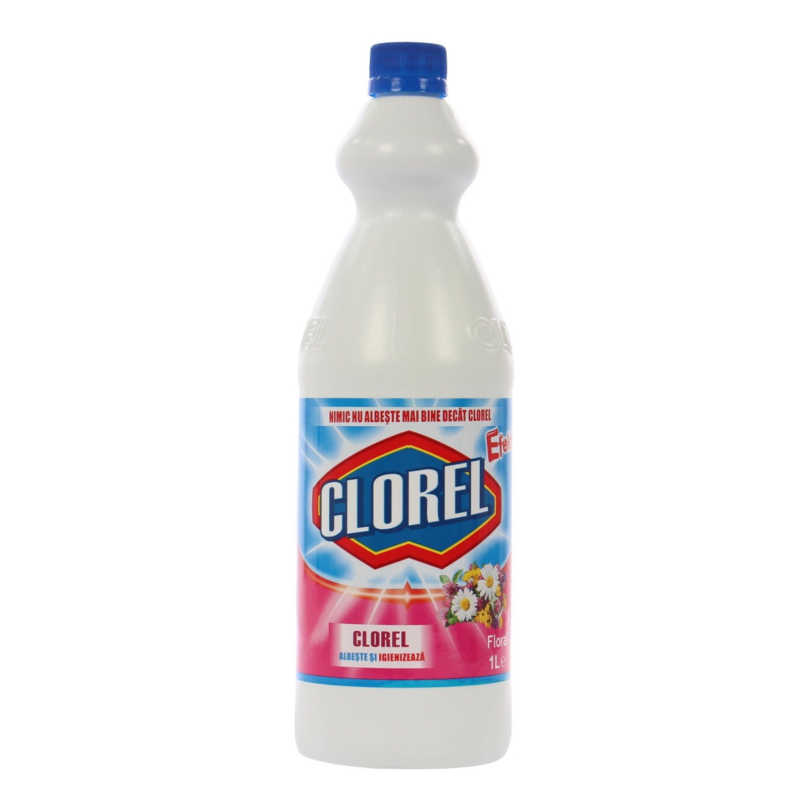 Clor foarte concentrat cu 30% agenti pentru suprafete si tesaturi parfum floral Efekt Clorel - 1L