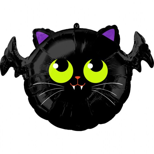 Balon Folie Pisica Liliac, Negru, 50 x 38 cm