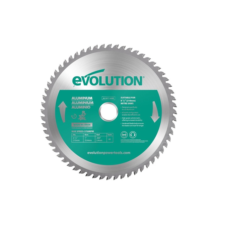 Panza circular Evolution pentru aluminiu 210x25.4x2.4 60T