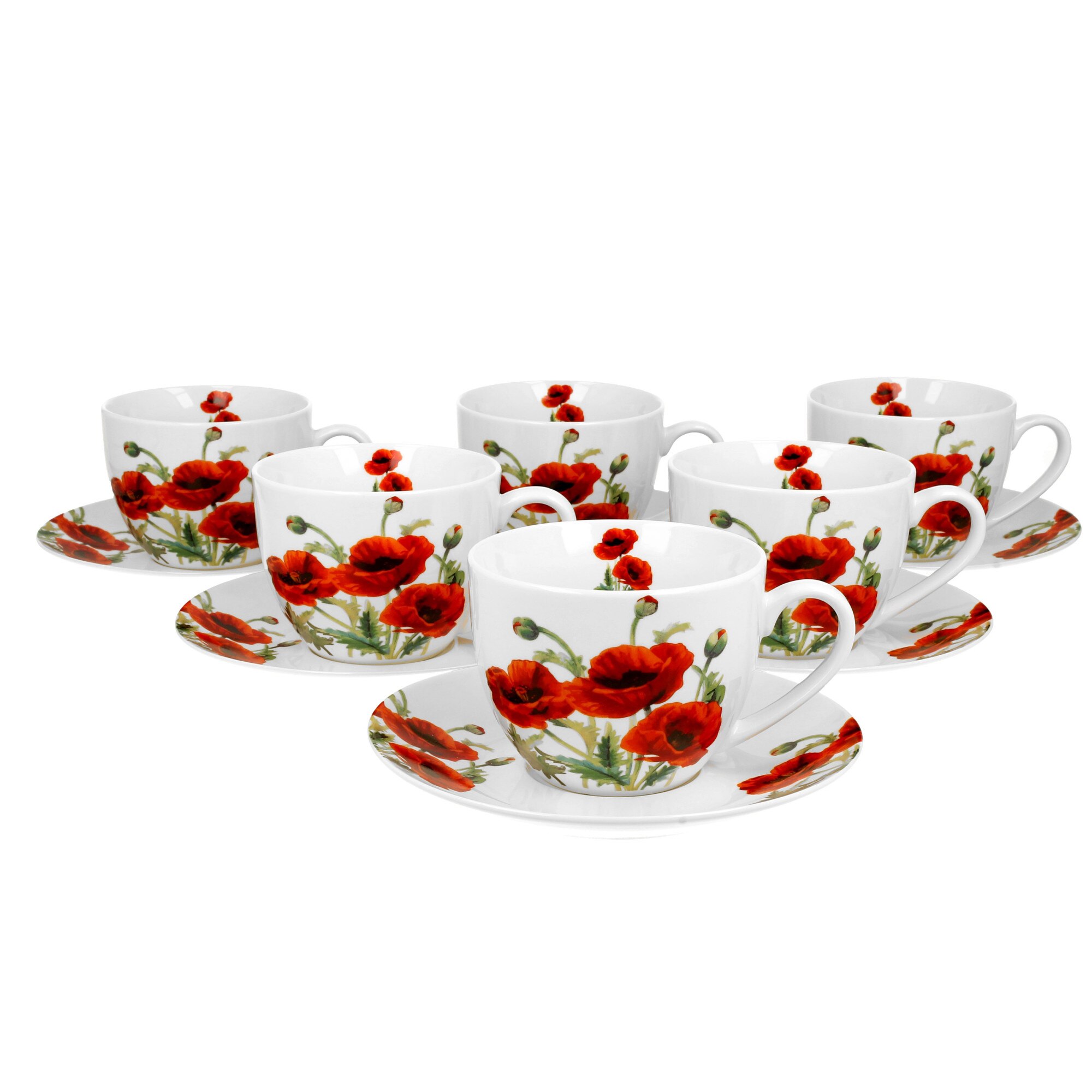 Set 6 cesti Classic Poppies, Portelan, 0.28l