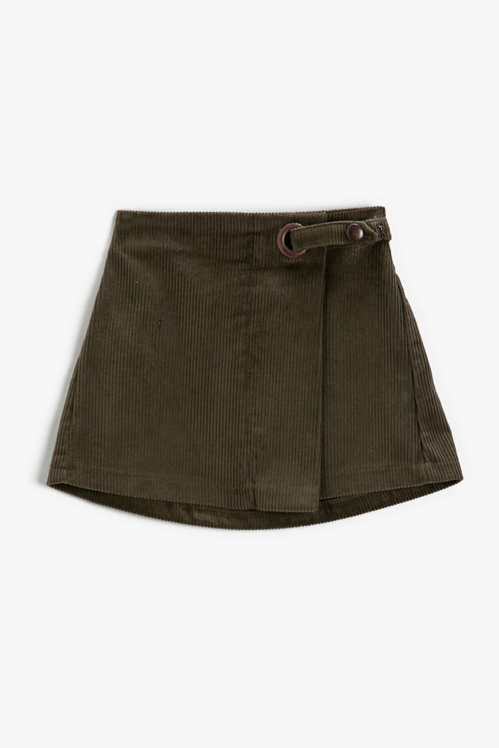 KOTON, Fusta mini petrecuta din reiat, Verde militar