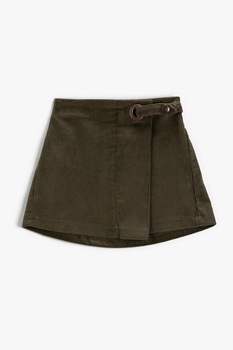 KOTON, Fusta mini petrecuta din reiat, Verde militar KOTON, Fusta mini petrecuta din reiat, Verde militar