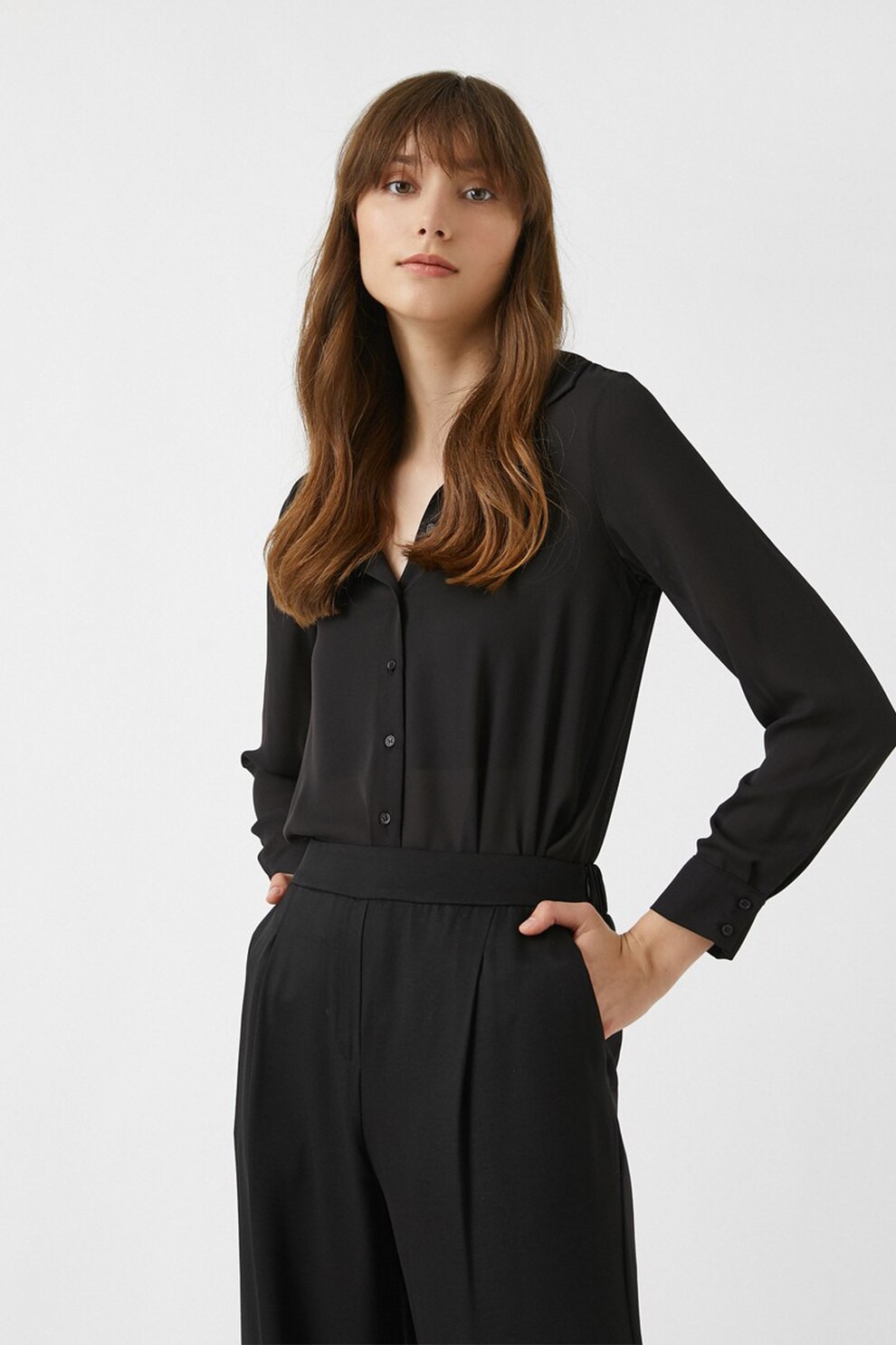 KOTON, Camasa cu maneci lungi si nasturi, Negru