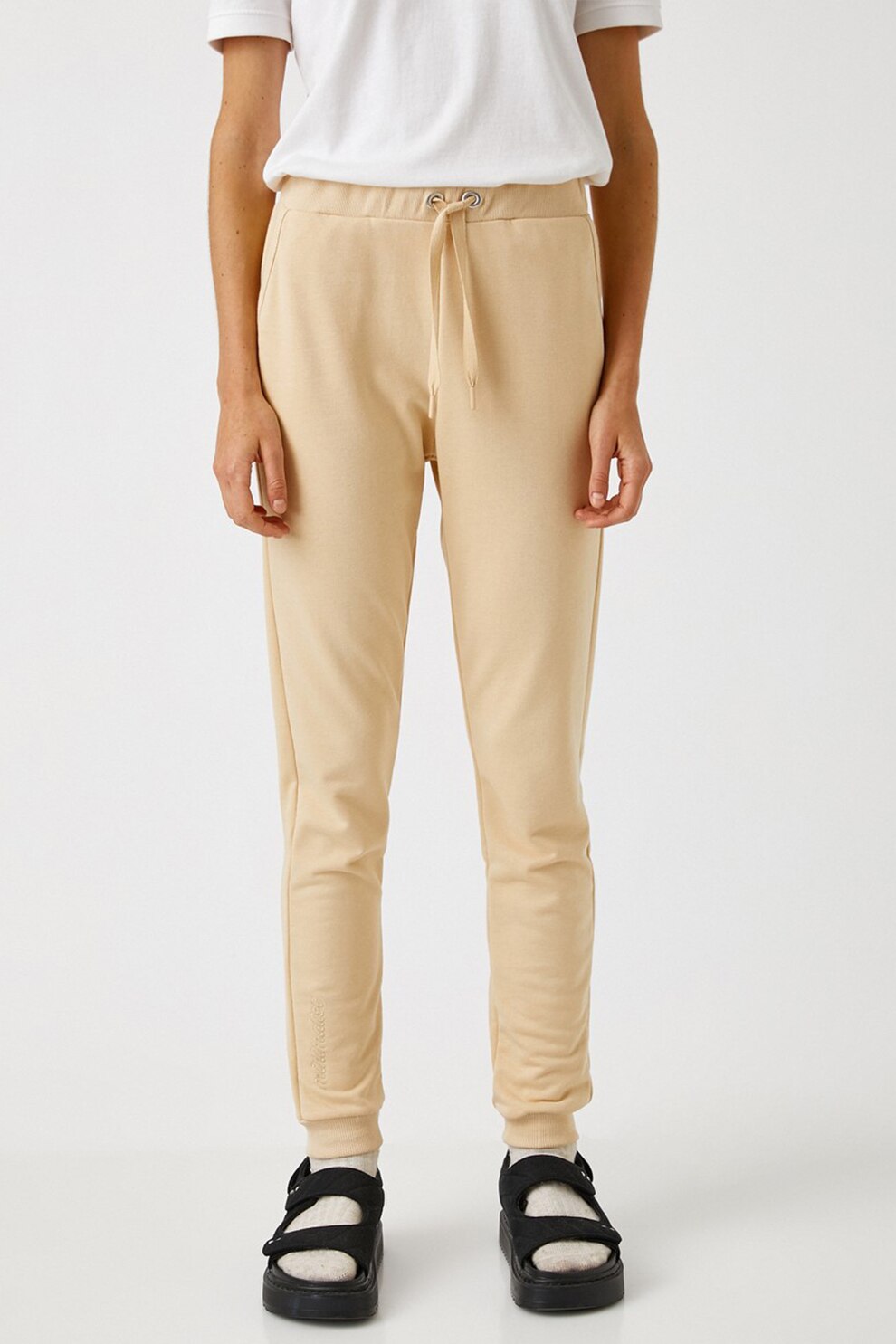 KOTON, Pantaloni sport cu snur in talie, Bej