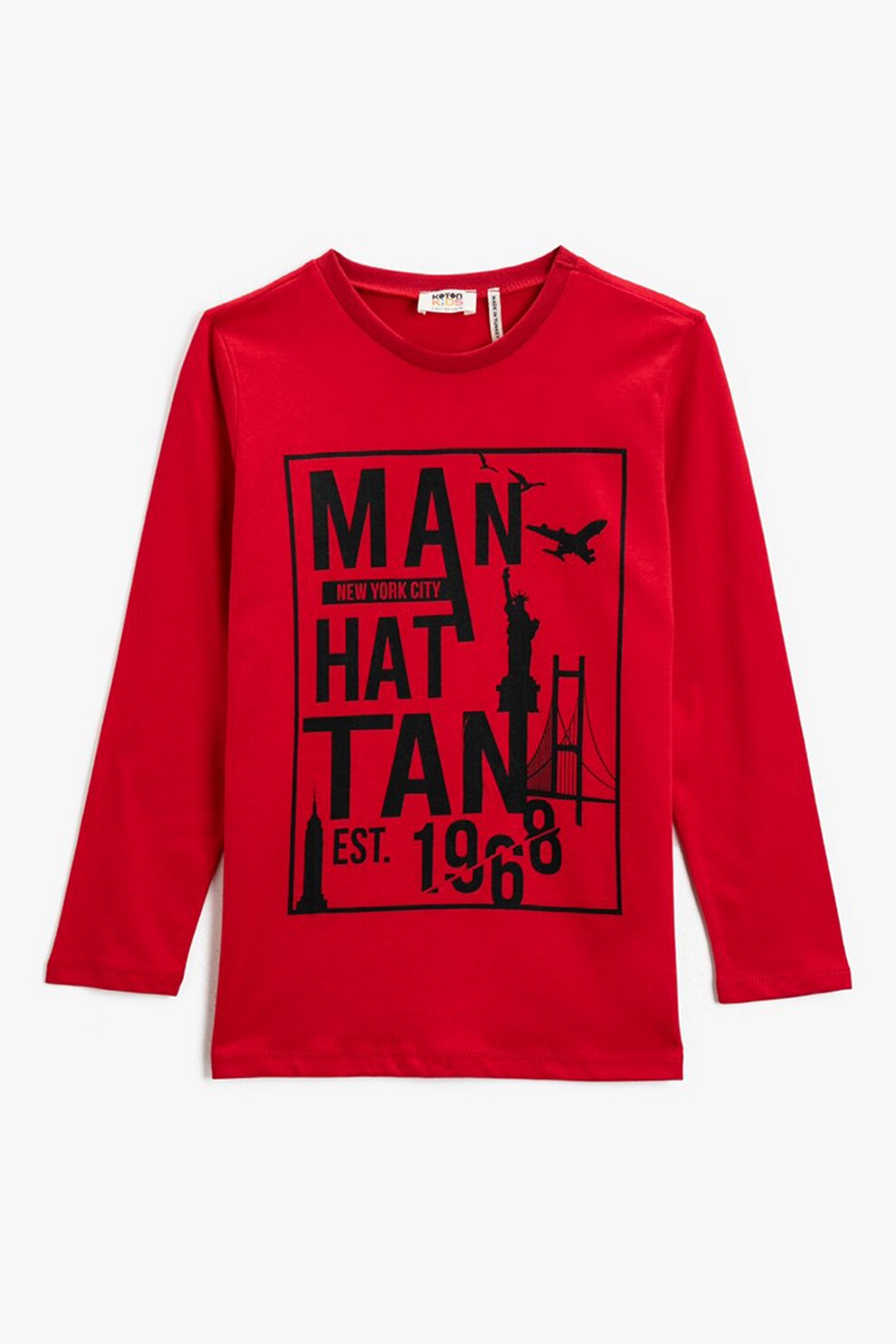 KOTON, Bluza de bumbac cu imprimeu text, Rosu/Negru, 98-104 CM