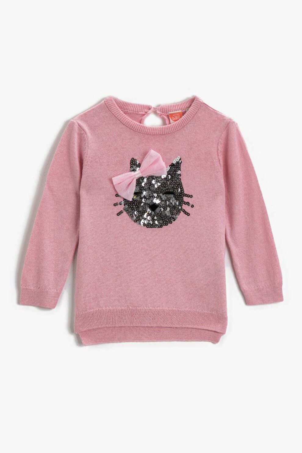 KOTON, Pulover tricotat fin cu paiete, Roz pastel