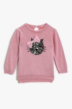 KOTON, Pulover tricotat fin cu paiete, Roz pastel KOTON, Pulover tricotat fin cu paiete, Roz pastel