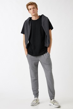 KOTON, Pantaloni sport cu snur de ajustare si talie elastica, Gri inchis KOTON, Pantaloni sport cu snur de ajustare si talie elastica, Gri inchis