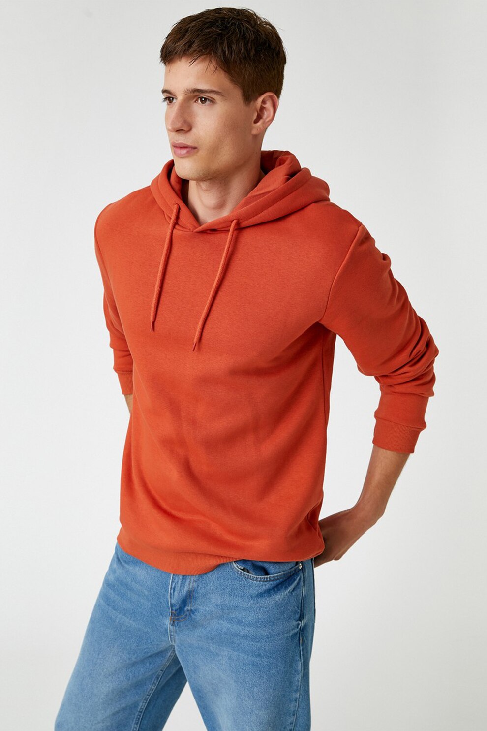 KOTON, Hanorac din amestec de bumbac cu snur de ajustare, Oranj mandarina