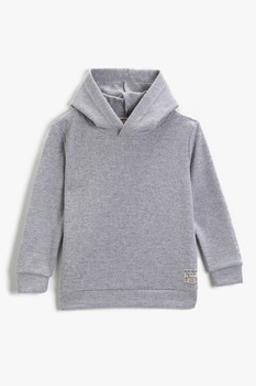 KOTON, Hanorac din amestec de bumbac cu aspect striat, Gri deschis melange KOTON, Hanorac din amestec de bumbac cu aspect striat, Gri deschis melange