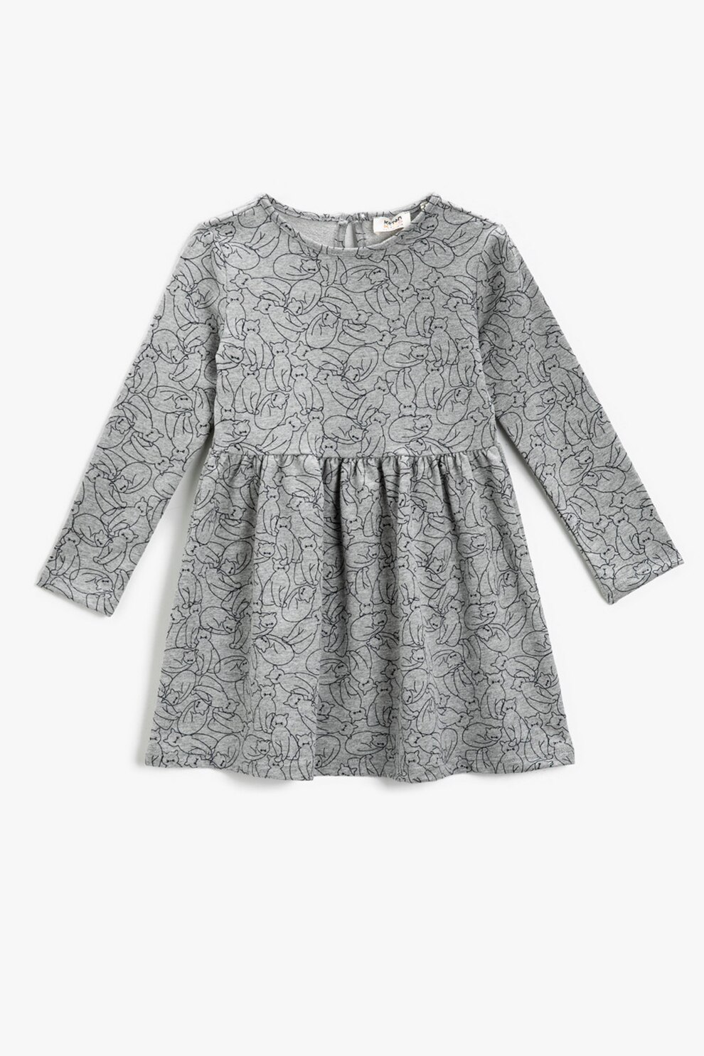 KOTON, Rochie evazata cu imprimeu, Gri deschis melange