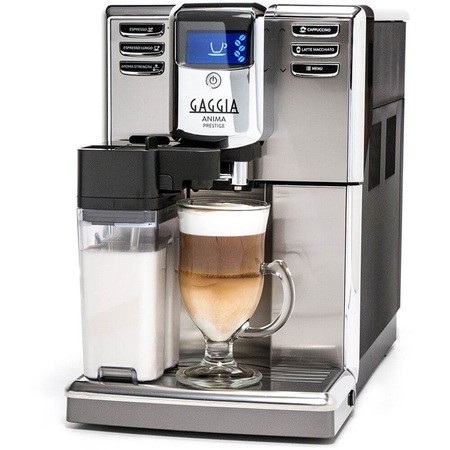Еспресо машина Gaggia Anima Prestige, Автоматична, 15 бара, Интегрирана гарафа за мляко 0.5 л, Керамична мелница, Optiaroma 5 степени, Температура 3 степени, Сребрист