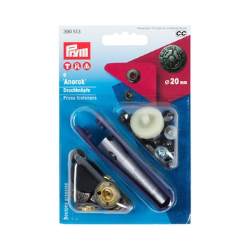 Capse metalice, anorak pentru textile, de 20 mm, argintiu antic, capac cu design fusion, cu aplicator, 6 buc, Prym Capse metalice, anorak pentru textile, de 20 mm, argintiu antic, capac cu design fusion, cu aplicator, 6 buc, Prym