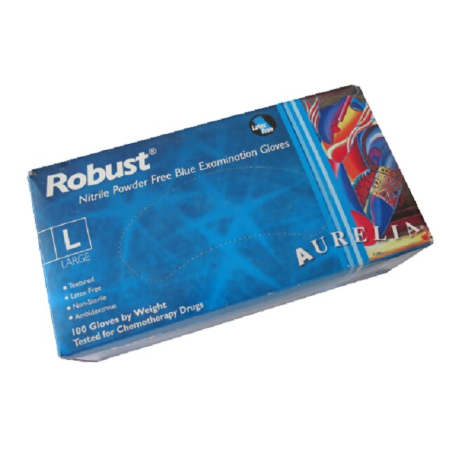 Cutie 100 manusi examinare Aurelia Robust, nitril, albastre, L, texturate, nepudrate, ambidextre, non-sterile, AQL 1.5