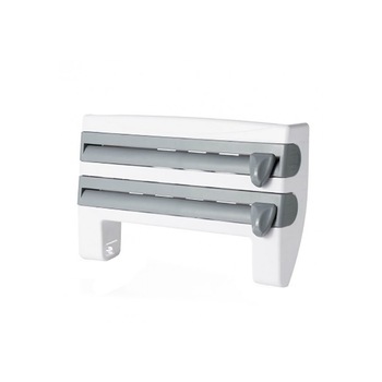 Organizator bucatarie pentru folie alimentara, condimente, rola de hartie, alb / gri, 10 cm x 39 cm x 24 cm Organizator bucatarie pentru folie alimentara, condimente, rola de hartie, alb / gri, 10 cm x 39 cm x 24 cm