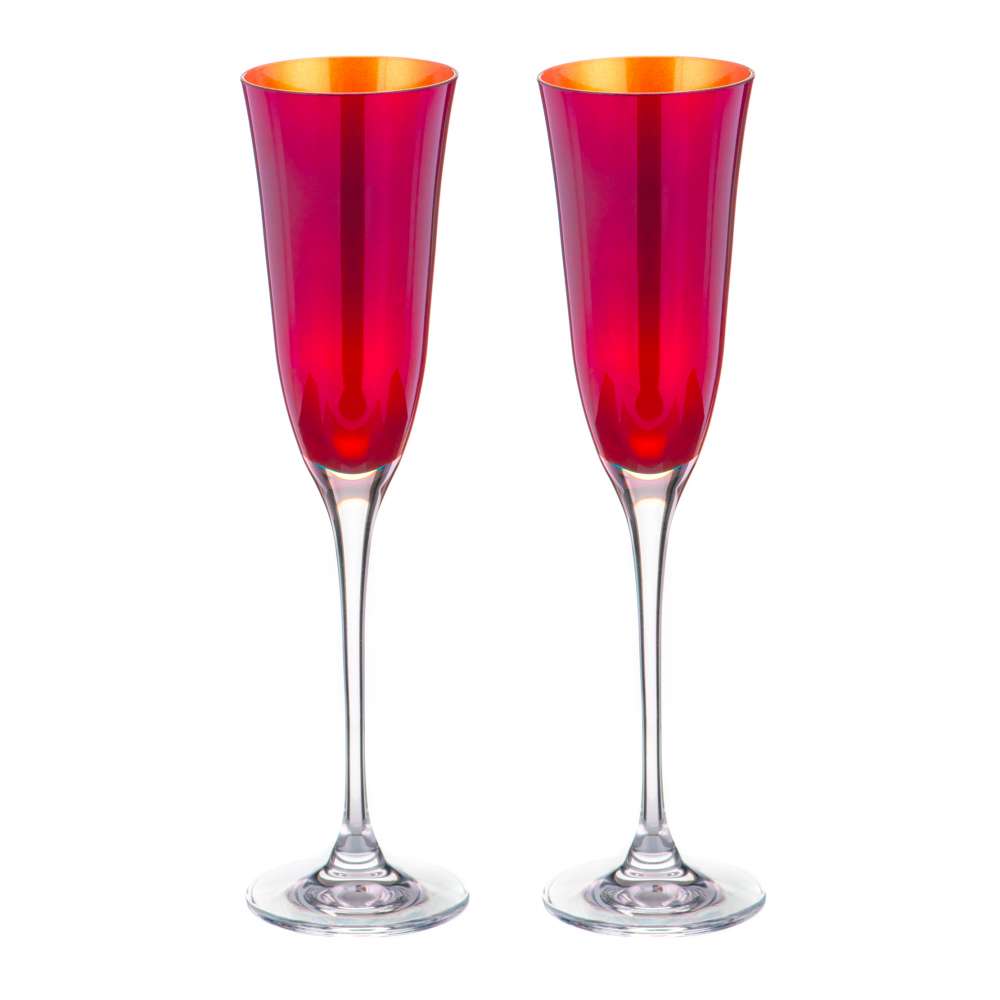 Set 2 Pahare Sampanie Cristal Red Oro 160 ml