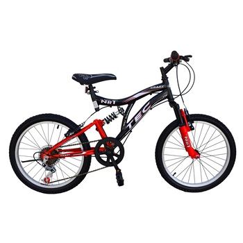 Bicicleta Tec Crazy, full suspension, culoare negru/rosu, roata 20, cadru otel Bicicleta Tec Crazy, full suspension, culoare negru/rosu, roata 20, cadru otel
