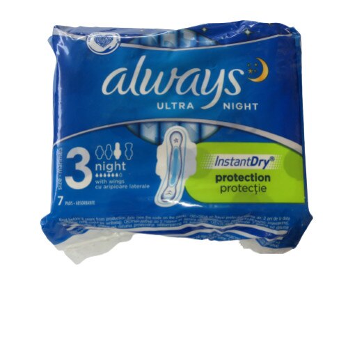 Absorbante Intime Always Ultra Night InstantDry, Marimea 3, pachet cu 7 bucati