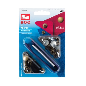 Set capse metalice, anorak pentru textile, de 12 mm, culoare alama antica, cu aplicator, 10 perechi, Prym Set capse metalice, anorak pentru textile, de 12 mm, culoare alama antica, cu aplicator, 10 perechi, Prym