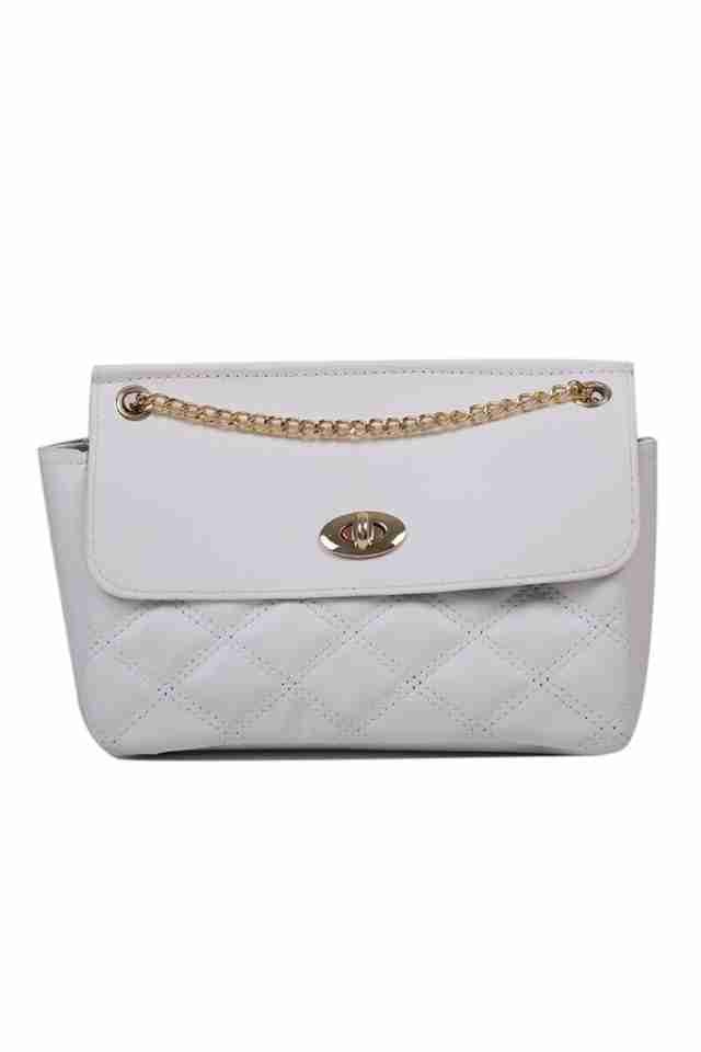 Geanta de dama Anissa alba din piele ecologica matlasata, 26 x 21 x 8 cm