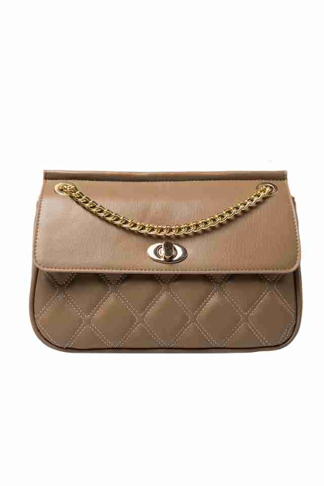 Geanta de dama Anissa crem din piele ecologica matlasata, 26 x 21 x 8 cm